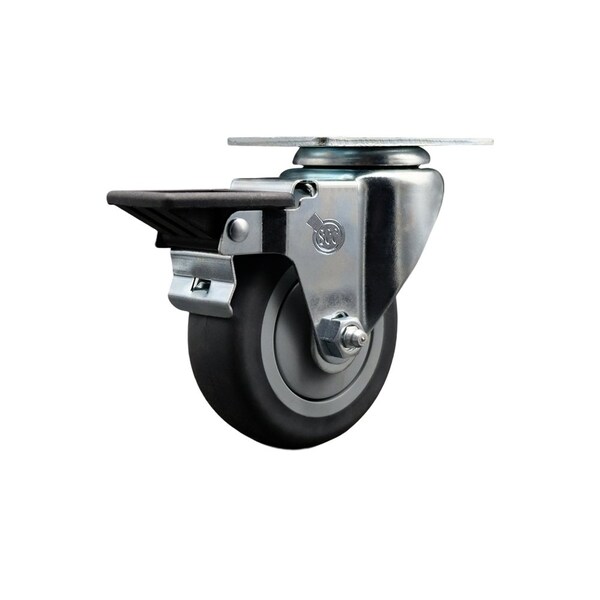 3.5'' Thermo Rubber Wheel Swivel Top Plate Caster with Posi Brake